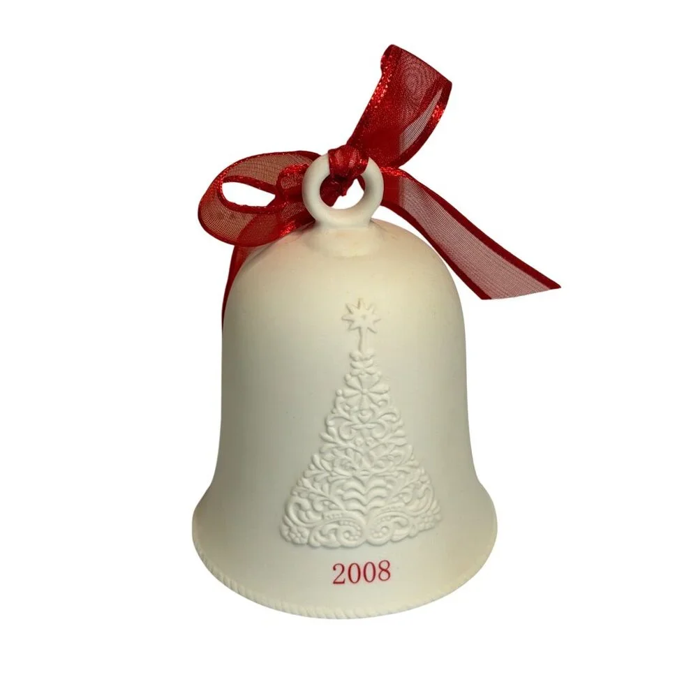 Hallmark 2008 Porcelain Bell Ornament Christmas Tree Design Holiday 4